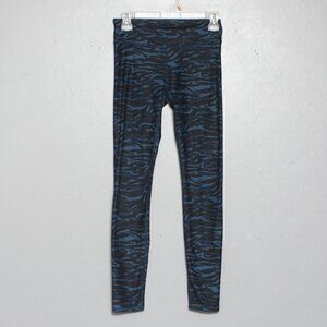 Fabletics blue black zebra stripe print leggings